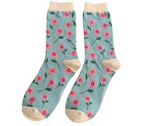 Bad Zebedee Miss Sparrow Petite Flowers Women's Bamboo Socks (UK, Numeric, 3, 7, Regular, Regular, Duck Egg Blue)