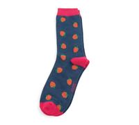 Bad Zebedee Miss Sparrow Strawberries Women's Bamboo Socks (Navy Blue)
