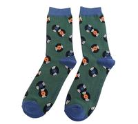 Bad Zebedee Mr Sparrow Men's Vintage Vinyl Bamboo Socks (Size UK 7-11) (UK, Numeric, 7, 11, Regular, Regular, Green)