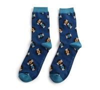 Bad Zebedee Mr Sparrow Men's Vintage Vinyl Bamboo Socks (Size UK 7-11) (UK, Numeric, 7, 11, Regular, Regular, Navy Blue)