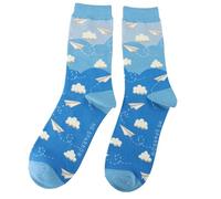 Bad Zebedee Mr Sparrow Paper Planes Bamboo Socks (UK, Numeric, 7, 11, Regular, Regular, Sky Blue)