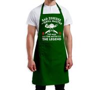 Bad Zebedee Personalised The Grill Master Adult Pocket Apron in Bottle Green Bad Zebedee Bottle Green
