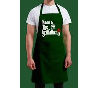 Bad Zebedee Personalised The Grillfather Adult Pocket Apron in Bottle Green Bad Zebedee Bottle Green