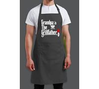 Bad Zebedee Personalised The Grillfather Adult Pocket Apron in Dark Grey Bad Zebedee Dark Grey