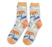 Bad Zebedee Women's Retro Floral Bamboo Socks (UK, Numeric, 3, 7, Regular, Regular, 1, Dick Egg Blue)