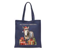 Bad Zebedee Women's Vintage Christmas Donkey Tote Bag in Navy Bad Zebedee Navy