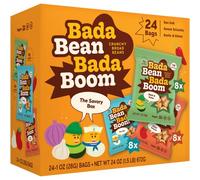 Bada Bean Bada Boom - Plant-Based Protein, Gluten Free, Vegan, Crunchy Roasted Broad (Fava) Bean Snacks, 100 Calories per Serving, Savory Box, 1 oz, 24 Pack