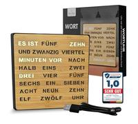 Bada Bing LED Word Clock Bamboo with German Word Display - Elegant Wooden Clock with USB Cable Wall Clock Modern - Table Clock High Quality Silent for Standing / Hanging - Decorative Gift Men Office