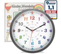 Bada Bing Wall Clock for Children Learning Clock without Tick Noises - Analogue Children's Clock for Learning the Time - Decorative Children's Room Children's Wall Clock for Girls and Boys -