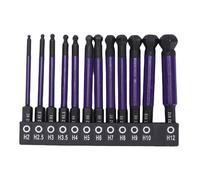 Badafaci 12Pcs 1/4 Inch Ball End Hex Shank Drill Bit Set S2 Alloy Steel Screwdriver Bits for Assembling Furniture Automobile Repairs