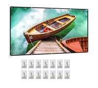 Badafaci 150 Inch Projector Screen, 16 9 HD 4K Foldable Portable Double Sided Movie Screen with Hooks for Indoor Outdoor Home Theater Office Meeting (150-Inch)