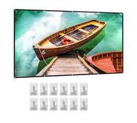 Badafaci 150 Inch Projector Screen, 16 9 HD 4K Foldable Portable Double Sided Movie Screen with Hooks for Indoor Outdoor Home Theater Office Meeting (120-Inch)