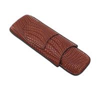 Badafaci 2 Holder Cigar Case, Lightweight Woven Grain Leather Travel Humidor with Front Pocket, Portable Vintage Style Men Boyfriend Husband Father 6.5x18cm (Brown)