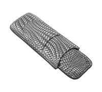 Badafaci 2 Holder Cigar Case, Lightweight Woven Grain Leather Travel Humidor with Front Pocket, Portable Vintage Style Men Boyfriend Husband Father 6.5x18cm (Silver)