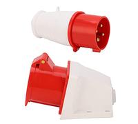 Badafaci 4 Pin Power Plug, 32A 3 Phase Industrial Connector Socket Set with IP44 Rating and Anti Drop Design, for Indoor Outdoor Use in Industry Airport Railway