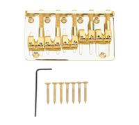 Badafaci 5 String Bass Bridge, Heavy Duty Cast Base with Adjustable Saddles, Zinc Alloy Electric Guitar Bridge for (Gold)