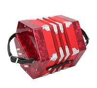 Badafaci Concertina Accordion, Unique Shape, Adjustable Hand Strap, Sky Blue Portable Musical Instrument for Adults and Children (Red)