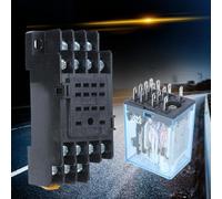 Badafaci HH54P MY4NJ Relay 14 Pins 4PDT Plug-in Relay with Socket Base for Electronic Equipment Communication Tools DC12V DC24V AC110V AC220V (DC24V)