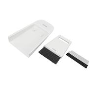 Badafaci Mini Dustpan Brush Set, ABS Tabletop Broom Dustpan Set with 2 Replaceable Brush Heads, Easy Storage, for Desk Keyboard Countertop Car and Pet Feeding Area (Gray White)