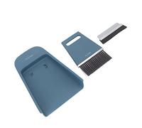 Badafaci Mini Dustpan Brush Set, ABS Tabletop Broom Dustpan Set with 2 Replaceable Brush Heads, Easy Storage, for Desk Keyboard Countertop Car and Pet Feeding Area (Navy Blue)