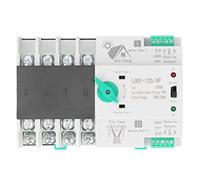 Badafaci Power Automatic Transfer Switch, PC Silver 4P Power Transfer Switch AC400V 100A Fast Switching 50kA for Home Factory PV Control and Dual Source Selection