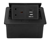 Badafaci Recessed Socket 3 Prong Outlet Type C USB Port Desktop Pop Up Power Receptacle Box with Water Proof Sealing Ring for Home Office Hotel