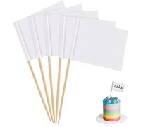 BADAOZONGCF 100Pcs Blank Toothpick Flags,Mini Food Labels Flags,Cocktail Stick Flag for Party Food Supplies,Cupcake Toppers,Cake,Buffet,Cheese Labels,Fruit Salad,Wedding,Baby Shower Name,White Flags