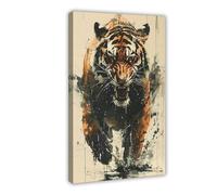 Badass Angry Tiger Canvas Poster Wall Art Decor Print Picture Paintings for Living Room Bedroom Decoration 16x24inch(40x60cm)