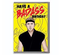 Badass Birthday Card Funny Retro Martial Arts Design Cool Karate Humour Greeting for Him Brother Mate 5x7 with Envelope IN58