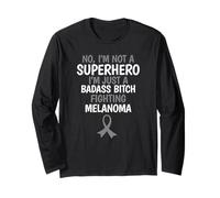 Badass Bitch Fighting Melanoma Quote Funny Gift Long Sleeve T-Shirt