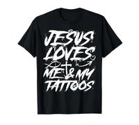 Badass Christian Design Jesus Loves Me and My Tattoos Gym T-Shirt