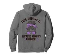 BADASS CYSTIC FIBROSIS WARRIOR Awareness Woman Meme ON BACK Pullover Hoodie