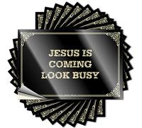Badass Decals Aesthetic Decals, Outdoor Fall Decor Cute Pattern Design for Dart Notebook | Helmet Removable Vinyl Jesus is Coming Look Busy(8X12CM)