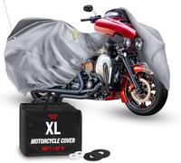 Badass Moto Ultimate Waterproof Motorcycle Cover. Heavy Duty, Night Reflective, Windshield Liner, Heat Shield, Vents, Lock Pocket, Taped Seams (108” Full Dressers,Tourers) Extra Large