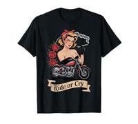 Badass Rebel Biker Rockabilly Pinup Motorcycle Girl T-Shirt