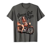 Badass Rebel Rockabilly Biker Pinup Motorcycle Girl T-Shirt