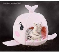 BADASS SHARKS Washable Shark Pet House Cave Bed for Small Medium Dog Cat with Removable Cushion & Waterproof Bottom (42cm, Pink)