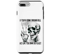 Badass Skeleton Going Through Hell, Own It! Dark Humor Goth Case for iPhone 7 Plus/8 Plus