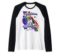 Badass Unicorn Funny Rainbow Unicorn Adult Mad Unicorn Lover Raglan Baseball Tee