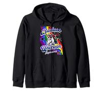 Badass Unicorn Funny Rainbow Unicorn Adult Mad Unicorn Lover Zip Hoodie