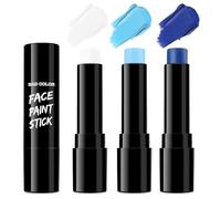 BADCOLOR 3PCS Blue White Light Blue Face Body Paint Stick Makeup for Sally/Corpse Bride SFX Cosplay & Dress Up, Full-Coverage Halloween Facepaint Makeup Kit