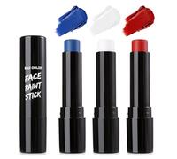 BADCOLOR 3PCS Blue White Red Face Body Paint Stick, Cream Blendable Eye Black for Softball Football Baseball Lacrosse American Flags, Professional Face Painting for Halloween SFX Independence Day