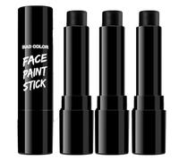 BADCOLOR Face Paint Stick Face Paint Black 3 Pieces, Halloween Make-Up Body Paint for Theatre Make-Up, Make-Up Carnival, Cosplay Clowns Joker