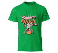 Baddest Witch in Town Halloween T-Shirt - Fun Spooky Witch Graphic Tee for Women & Men, Unisex Trick or Treat Top, Perfect for Halloween Parties & Fall Nights KellyGreen