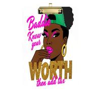 Baddie Know Your Worth Glitter Style mini Nursing clipboard Acrylic Cute for Homework Pediatric Size 9 x 12