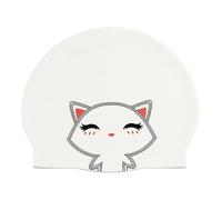 Badekappe Silikon Katze Wasserdicht Bademütze Erwachsene für Langes Haar Rutschfester Ohrenschutz Flexible Schwimmkappe Damen Herren Cartoon Design Schwarz