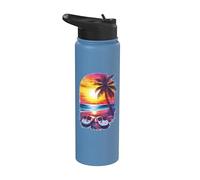 Badelatschen bei Sonnenuntergang - Sommer Merch Stainless Steel Insulated Water Bottle