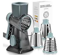 Badelite Cheese Grater Vegetable Cheese Shredder Slicer Grater for Kitchen 3 Changeable Blades for Cheese Potato Zucchini Nuts Chocolate (Grey Blue)
