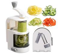Badelite Vegetable Spiralizer 4-IN-1 Rotating Blade Veggie Spiralizer Zucchini Noodle Maker with Strong Suction Cup Spiral Vegetable Cutter Slicer - White