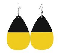 Baden-Württemberg flag Printed leather earrings with teardrop-shaped dangling design, light and soft.